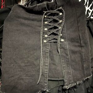 Black Lace-Up Mini Skirt